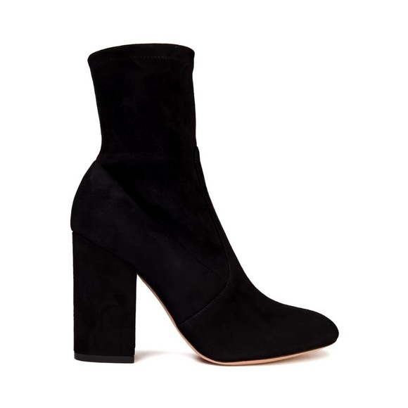 Valentino • Stretch-Suede Sock Boots ankle booties block heeled zip leather - Picture 16 of 16